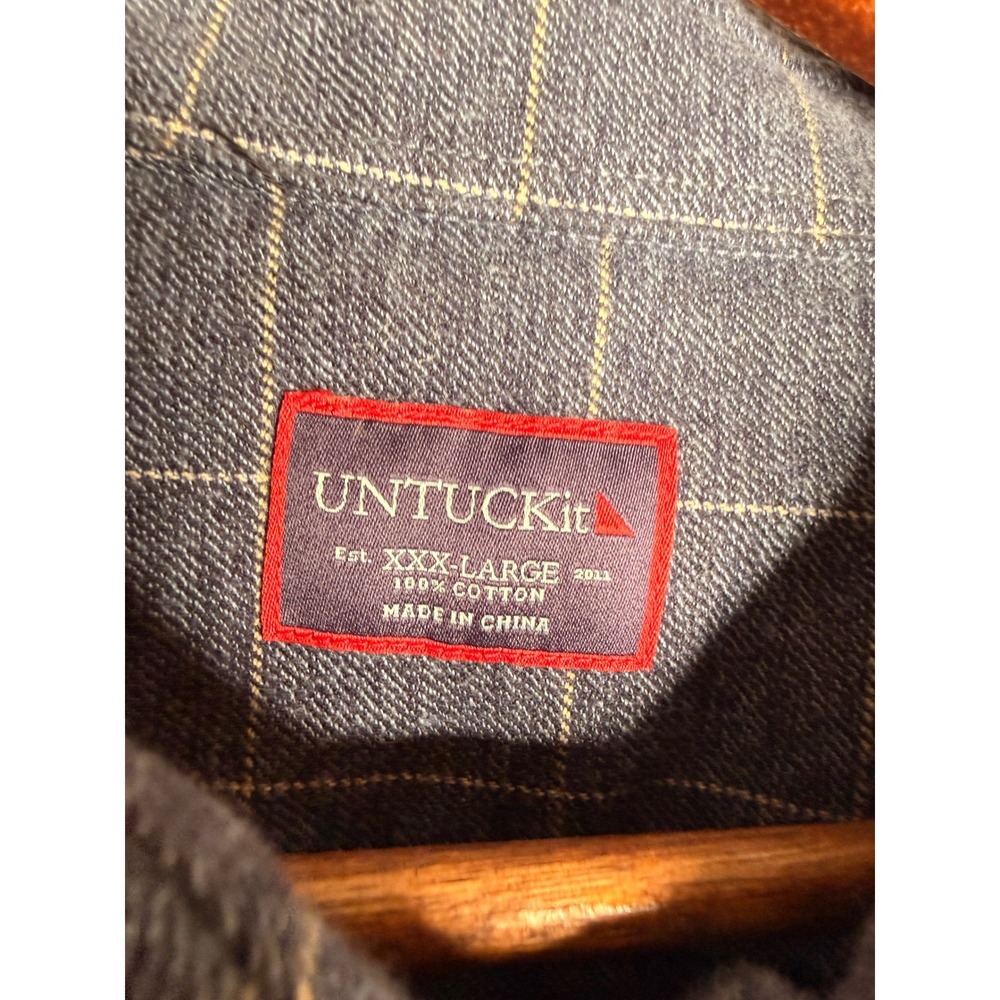 UNTUCKit Mens XXXL Brignole flannel 100% Cotton Long Sleeve Button down blue - Picture 3 of 6